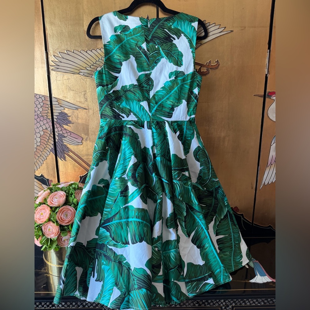 NEW Grace Karin Tropical Green Banana Leaf Dress - Retro,Timeless,Cocktail - M - Picture 5 of 6